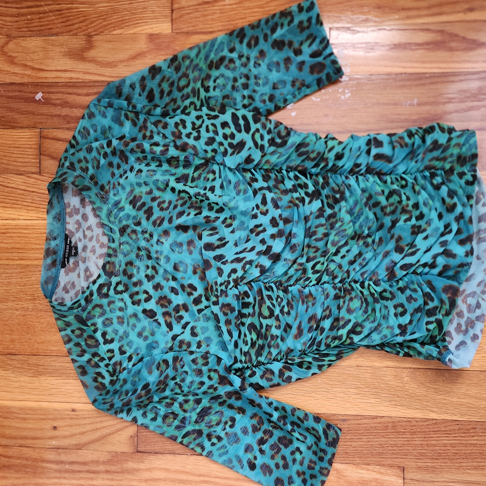 Guess Green Fitted 3/4 Sleeve Blouse
